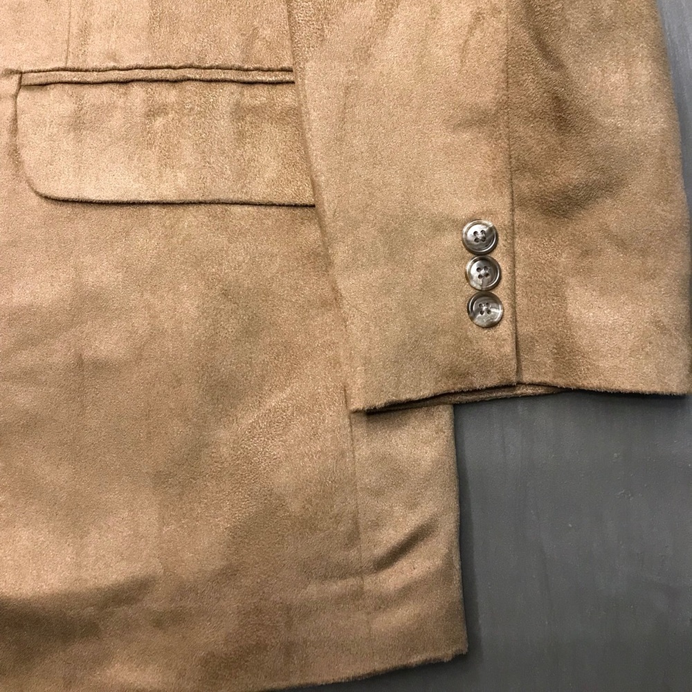 Axcess By Claiborne Tan Blazer Suede-feel Sz Large - Picture 3 of 5